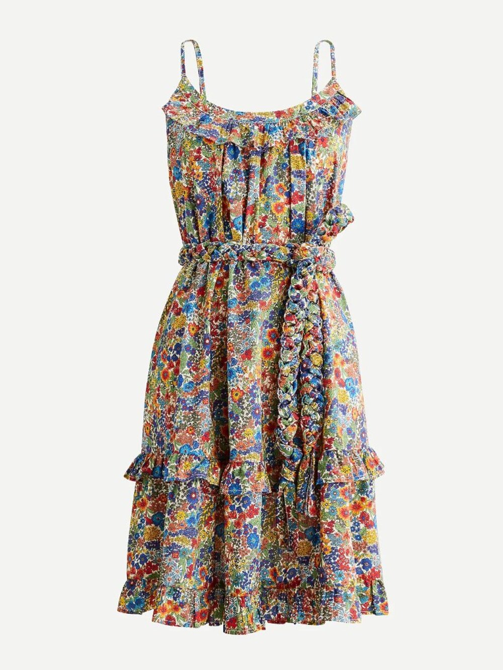 J.CREW Liberty Floral 100% Cotton Poplin Ruffle A-Line Swing Dress, Size M